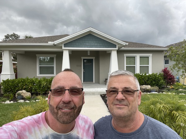 Mark and Chuck outside their house in St Petersburg Florida