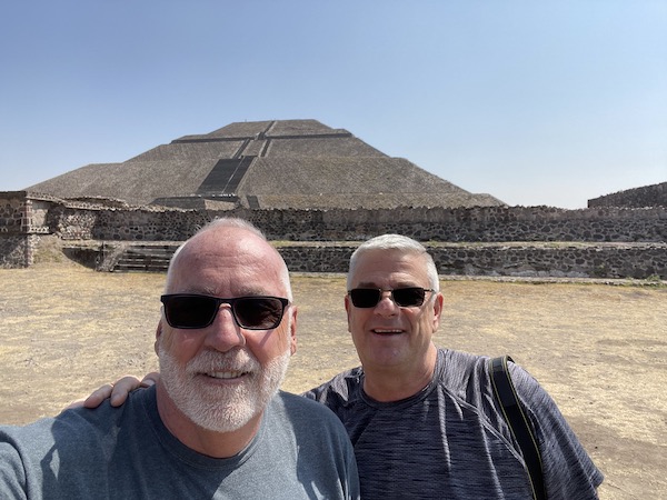 Visiting the pyramid of the sun in city of Teotihuacan